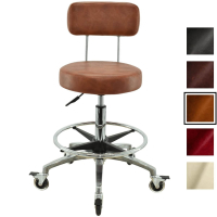 Premium Rollhocker mit Lehne und Bremsen  in Hellbraun -...