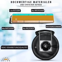 Premium Rollhocker mit ovaler Lehne in Schwarz - Rundsitz / Drehhocker Arbeitshocker Praxishocker von 55 - 75 cm