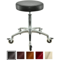 Schwarzer Rollhocker mit runder Sitz und Bremsen, höhenverstellbar von 55 - 75 cm