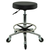 Rollhocker auf Gummirollen mit Fußring höhenverstellbar - Drehhocker, Rollhocker, Arbeitshocker
