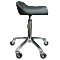 Breitsitz Arbeitshocker auf Gummirollen höhenverstellbar - Drehhocker, Rollhocker, Praxishocker