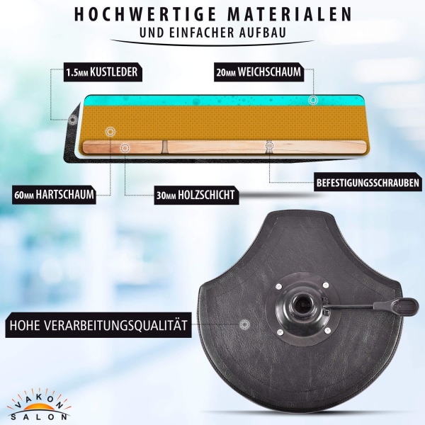 Schwarzer Rollhocker mit ergonomischen Sitz, höhenverstellbar von 50 - 65 cm