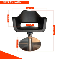 Friseurstuhl höhenverstellbar - Hydraulik und runde Bodenplatte aus Edelstahl, Friseursessel Design 8