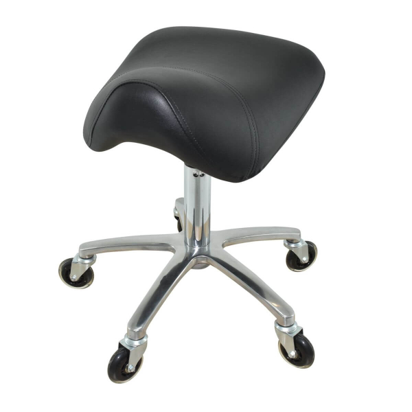 Premium Sattelhocker, Sattelstuhl für Rückenentlastung, Rollhocker höhenverstellbar von 50 - 65 cm Drehhocker, Praxishocker, Bürohocker