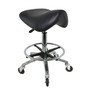 Premium Sattelhocker, Sattelstuhl für Rückenentlastung, Rollhocker höhenverstellbar von 55 - 75 cm mit Fußring, Drehhocker, Arbeitshocker