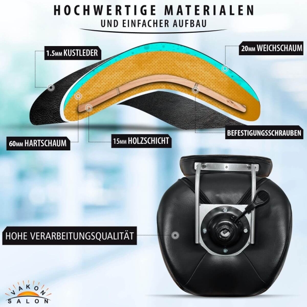 Sattelhocker mit Lehne, Sattelstuhl für Rückenentlastung, Rollhocker höhenverstellbar von 55 - 75 cm mit Fußring, Drehhocker, Arbeitshocker