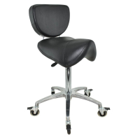 Sattelhocker mit Bremse und Lehne, Sattelstuhl für Rückenentlastung, Rollhocker höhenverstellbar von 55 - 75 cm, Praxishocker, Arbeitshocker