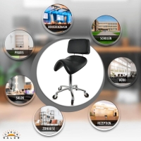 Sattelhocker mit Lehne, Sattelstuhl für Rückenentlastung, Rollhocker höhenverstellbar von 55 - 75 cm Drehhocker, Praxishocker, Arbeitshocker