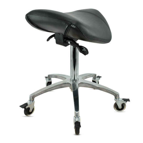 Sattelhocker mit Neigung, Sattelstuhl, Rollhocker höhenverstellbar von 55-75 cm, Drehhocker, Praxishocker, Arbeitshocker