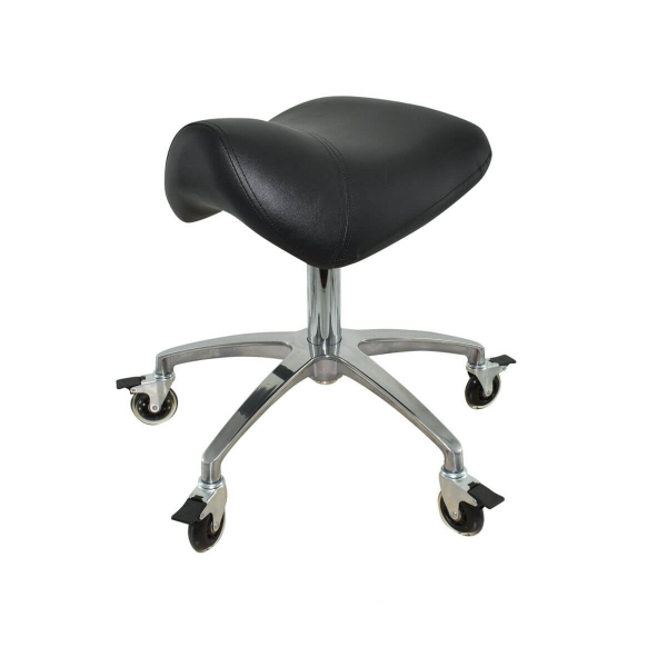 Extra breiter Sattelsitzhocker Schwarz mit Bremse, höhenverstellbar von 50 - 65 cm