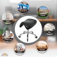 Extra breiter Sattelsitzhocker Schwarz mit Bremse, höhenverstellbar von 50 - 65 cm