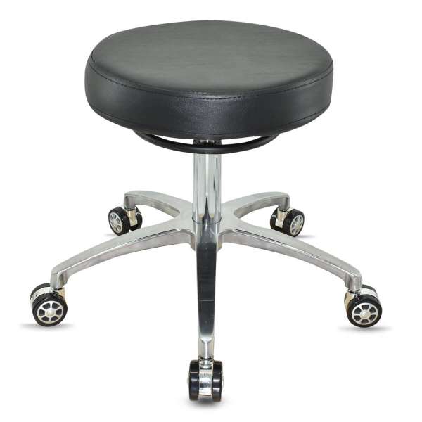 Design Rollhocker auf hochwertigen Rollen schwarz - Höhenverstellbarer von 50 bis 65 cm - Drehhocker Arbeitshocker Praxishocker