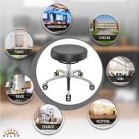 Design Rollhocker auf hochwertigen Rollen schwarz - Höhenverstellbarer von 50 bis 65 cm - Drehhocker Arbeitshocker Praxishocker