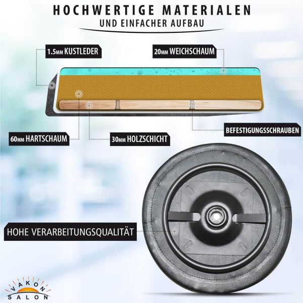 Design Rollhocker auf hochwertigen Rollen schwarz - Höhenverstellbarer von 55 bis 75 cm - Drehhocker Arbeitshocker Praxishocker