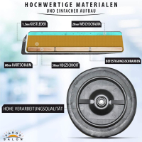 Design Rollhocker auf hochwertigen Rollen schwarz - Höhenverstellbarer von 55 bis 75 cm - Drehhocker Arbeitshocker Praxishocker