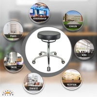 Design Rollhocker auf hochwertigen Rollen schwarz - Höhenverstellbarer von 55 bis 75 cm - Drehhocker Arbeitshocker Praxishocker