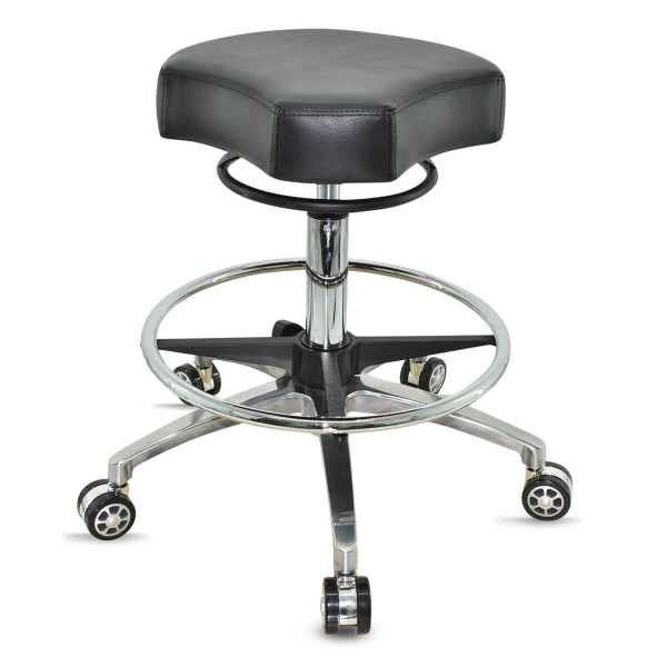 Design ergonomischer Rollhocker auf hochwertigen Rollen und Fußring schwarz - Höhenverstellbarer von 55 bis 75 cm - Drehhocker Praxishocker