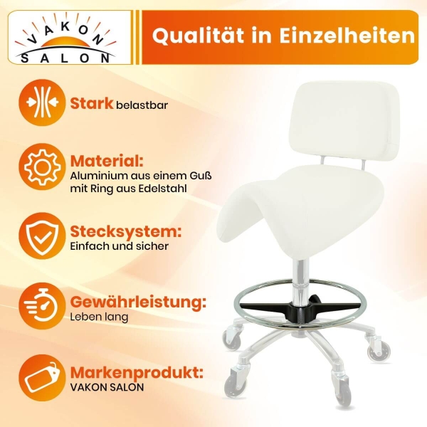 Edelstahl Fußring für Rollhocker 400 mm, Fußabstellring Ersatzteil für Bürostuhl, höhenverstellbar mit Feststellschraube