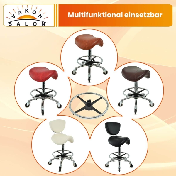 Edelstahl Fußring für Rollhocker 400 mm, Fußabstellring Ersatzteil für Bürostuhl, höhenverstellbar mit Feststellschraube