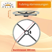Edelstahl Fußring für Rollhocker 400 mm, Fußabstellring Ersatzteil für Bürostuhl, höhenverstellbar mit Feststellschraube