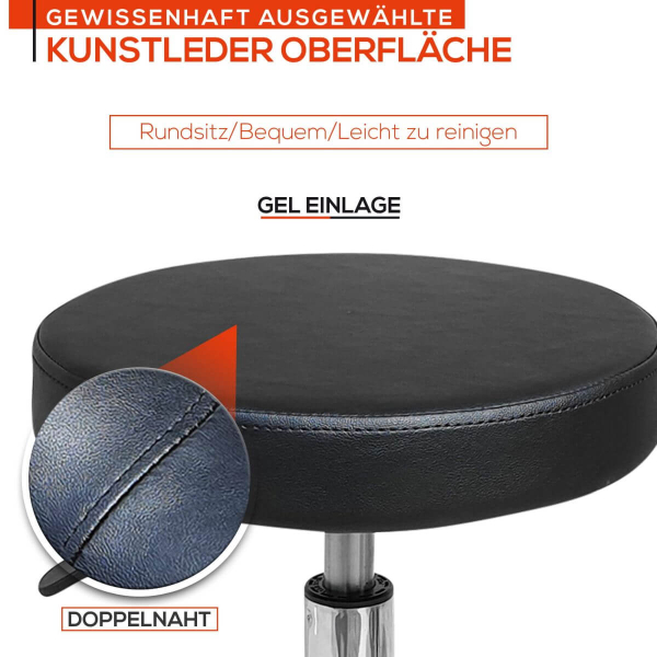 Rollhocker auf Rollen höhenverstellbar - Praxishocker, Bürohocker, Arbeitshocker