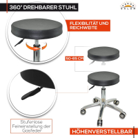 Rollhocker auf Rollen höhenverstellbar - Praxishocker, Bürohocker, Arbeitshocker