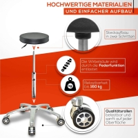 Rollhocker auf Rollen höhenverstellbar - Praxishocker, Bürohocker, Arbeitshocker