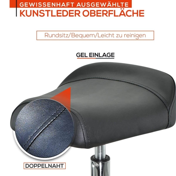 Breitsitz Arbeitshocker auf Rollen höhenverstellbar - Drehhocker, Rollhocker, Praxishocker