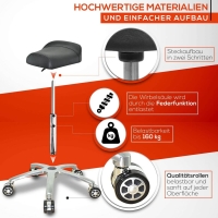 Breitsitz Arbeitshocker auf Rollen höhenverstellbar - Drehhocker, Rollhocker, Praxishocker