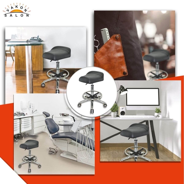 Breitsitz Arbeitshocker auf Rollen mit Fußring höhenverstellbar - Rollhocker, Praxishocker, Bürohocker