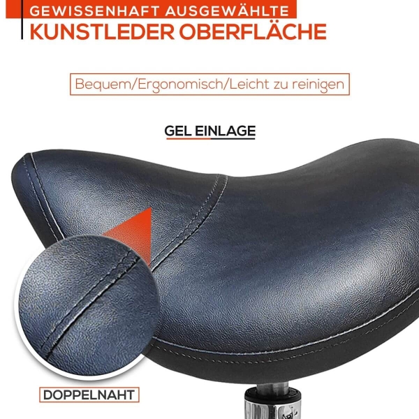 Ergonomischer Sattelhocker höhenverstellbar auf Rollen - Drehhocker, Rollhocker, Bürohocker Arbeitshocker
