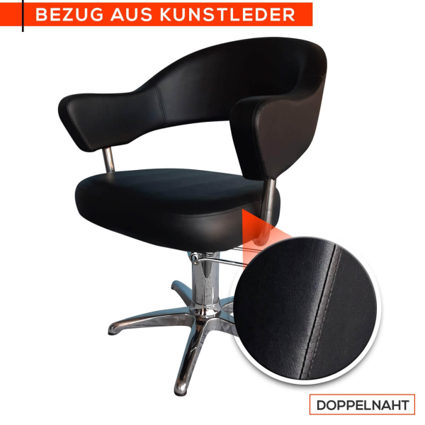 Friseurstuhl höhenverstellbar - Kreuzfuß aus Aluminiumguss, Friseursessel mit Hydraulik Design 3